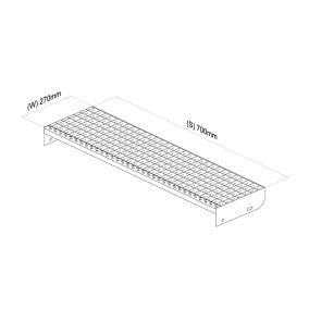 700x270 P-Lépcsőfok (30x2, 33/33, tűzihorganyzott)