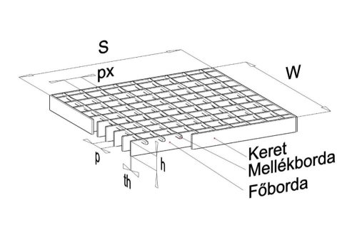 6100x1000 Táblarács csúszásmentes főbordával (SP, 30x3, 34/38, natúr)